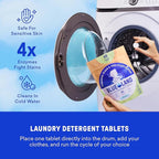 BLUELAND Laundry Essentials Kit, Fragrance Free & Clear - Plastic-Free Laundry Detergent Tablets, Oxi Booster, and Reuseable Natural Wool Dryer Balls