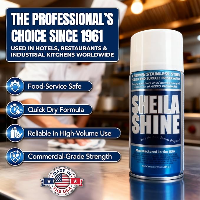 Sheila Shine 12 x 10oz Stainless Steel Cleaner and Polish - Removes Grease, Fingerprint & Watermark - Kitchen Appliances, Refrigerators, Sinks, Ovens & Grills - Stainless Steel Sprays Cleaner