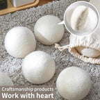 Organic Wool Dryer Balls, Wool Balls for Dryer, Laundry Balls for Dryer Reusable 6P Reducing Clothing Wrinkles,Saving Drying Time and Fabric Fluffier 100% New Zealand Wool Lint Balls (18p White)