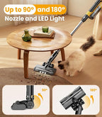 qimedo 8000mAh Battery Vacuum Cleaner Cordless V1, 700W Best Cordless Vacuum for Pet Hair/Hardwood Floor,6 in 1 Electric Stick Vacuum withwith Hepa Filter,Brushless Vacuum Cleaners for Home
