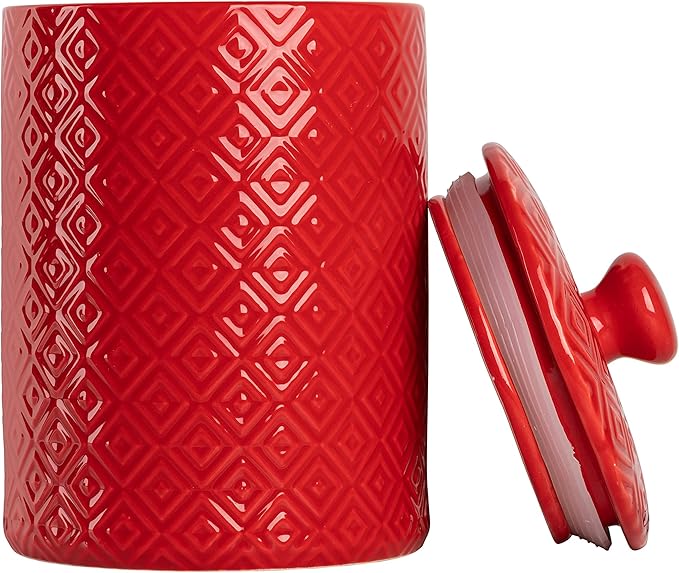 10 Strawberry Street CAN RED Diamond Kitchen Canister Set, Set of 3, Model:CAN-DIAMOND-RED-SET