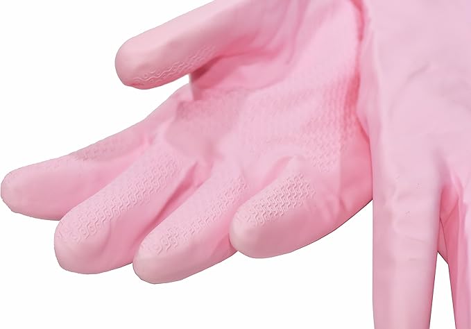 Finnhomy Household Gloves Latex free cleaning Gloves with soft fiber lining extra long cuff 15" and Vinyl Textured Grip 2 PairSmall, Mixed