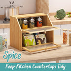 Bread Box for Kitchen Counter, Large Bamboo Wood Double Layer Bread Box, Wooden Bread Storage Capacity