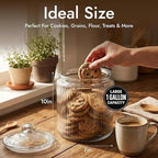 kitchentoolz 1 Gallon Ribbed Glass Cookie Jar with Lid – Ribbed Glass Jar with Lid - Airtight Food Storage Container for Cookies, Candy, Flour, Dog Treats