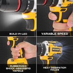 3/8" Brushless Compact Drill Tool Set, 85N.m 21V Cordless Drill Box with 2 * 2000mAh Battery, 782 In-lb Tool Set,DIY Hand Tool Kits for Daily Home Repair