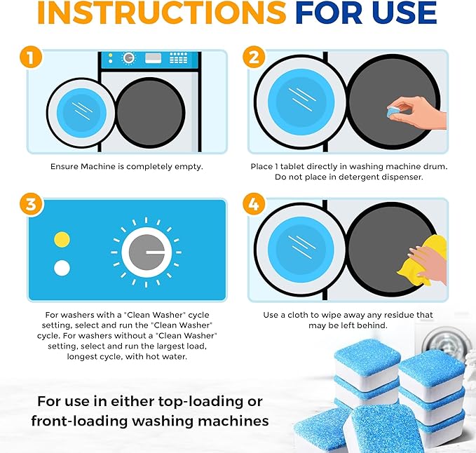 Bastion Washing Machine Cleaner Tablets (24 Ct) + Coffee Machine Descaler Tablets – Deep Cleaning Combo for Appliances – Removes Odors, Limescale & Residue