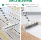 SetSail Floor Scrub Brush with 51-Inch Long Adjustable Handle 2 in 1 Scrape Brush Stiff Bristle Floor Scrubber for Cleaning Shower Bathroom Garage Kitchen Wall Deck Tub Tile