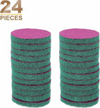 HARFINGTON 24pcs Scrubber Scouring Pads 180 Grits 5 Inch Drill Power Brush Hoop and Loop Surface Conditioning Disc Drill Scuffing Disc Scrub Pads for Home Kitchen Cleaning, Green