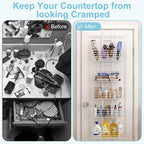 Yuyetuyo 5-Tier Over The Door Organizer Bathroom Shelves Hair Tool Organizer - Hair Dryer Holder Adjustable Height, DIY Bathroom Storage Shelf Wall Mounted Behind The Door Storage