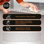 MB-11 Marble Polishing Powder with Microfiber Cloth and Gloves - Spot Polish Water Stains, Rings or Etches to Restore Marble, Travertine, Limestone or Onyx