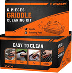 12-Piece Griddle Cleaning Kit for Blackstone, Flat Top Grill Cleaning Kit Non-Scratch Scouring Pads for Kitchen - 10 Scrubber Pads and 2 Handles