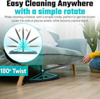 Magic Broom Squeegee Dog Pet Hair Remover, Rotatable, Height Adjustment - Silicone Broom Pet Hair Remover for All-Surfaces Hardwood Floors, Rugs, Tile, Glass, Liquid-Dirt with 50" Handle