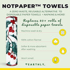 Reusable Paper Towels - 10 Pack - Roll of Washable Cotton Cloth Paper Towels - Paperless Reusable Napkins Cloth Washable - Absorbent + Long Lasting - Zero Waste Products - (Holly Jolly)