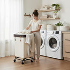 StorageWorks 160L Laundry Basket with Wheels, Large Rolling Hampers for Clothing Organizer, Dirty Clothes Basket for Hotel, Home, Closet, Dorm, Beige