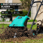 13.5 Amp 12 Inch Electric Tiller/Cultivator with 4 Steel Tines, 8'' Tilling Depth Small Garden Tiller for Gardening, Corded Rototiller with Adjustable Wheels