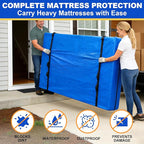 TICONN Mattress Bags for Moving, Heavy Duty King Mattress Cover Storage Bag with Full-Around Handle and Adjustable Buckles (Blue, King)