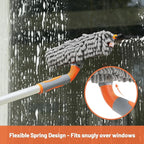 Eazer 65'' Squeegee Window Cleaner 2 in 1 Rotatable Window Cleaning Tool Kit with Telescopic Pole, Window Washing Equipment with Bendable Head for Indoor/Outdoor Window and Car Glass