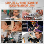 Hi-Spec 8V USB Power Drill Driver and Complete Home Tool Kit Set. Cordless & Rechargeable Electric Drill Driver and Compact Hand Toolbox Set, Green