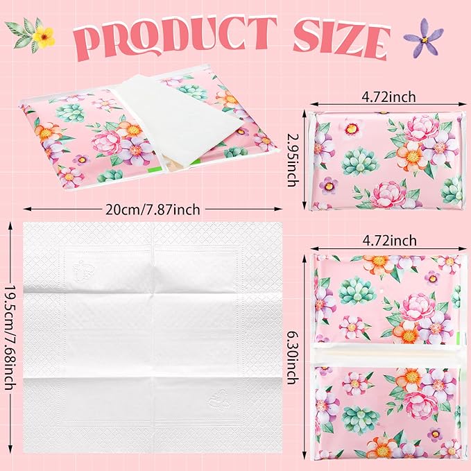24 Packs Travel Size Tissue Pocket Slim Pack Facial 3 Ply Wallet Size Pocket Tissues for Travel Wedding Party Favors, 6 Styles(Beautiful Flowers)