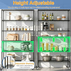 Storage Shelves 2100Lbs Capacity, 6-Shelf on Casters 45" L×18" W×82" H Commercial Wire Shelving Unit Adjustable Layer Metal Rack Strong Steel for Restaurant Garage Pantry Kitchen,Black