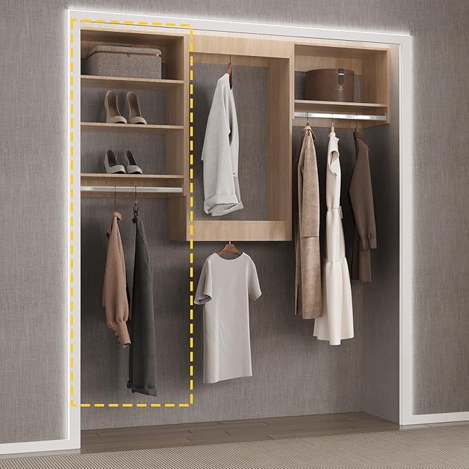 MODCART Medium Double Hanging Closet Unit, Modular Closet System, Wood Closet System Organizer with Storage for Walk In Closets, Clothing Rack Closet for Hanging Clothes, Bedroom, 28.5"W