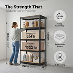 HOMEDANT House 36.2" W 5 Tier Heavy Duty Garage Shelving Adjustable Metal Rack Storage Shelves Standing Shelf Unit Organizers Pantry Closet Office Black 2Pack