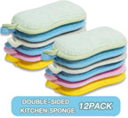 Dish Sponge Kitchen Sponges,Scrub Sponges,Double Sided Cleaning,Non Scratch,Ultra fine Fiber Wiping+Stainless Steel Wire to Remove Stubborn Stains,Durable Thickening (Large 12-Pack)