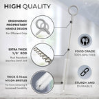Heavy Duty Cleaning Brushes Set of 8 - Extra Long Straw Cleaners for Metal and Plastic Reusable Drinking Straws, to Clean Small Spaces, Sippy Cups, Water Bottles - Sturdy Hard Brush Bristles