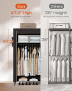 CASAMAYA Portable Closet, 61.8 Inch Large Capacity Wardrobe Closet with Cover, Clothes Storage Organizer with Shelves and 2 Hanging Rods, Easy to Assembly, Black PCT222B01