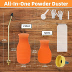 Diatomaceous Earth Duster, 230ml Large, Powder Duster Kit with Long Copper Tube & Folding Funnel, Indoor Outdoor Silicone Sprayer Heavy Duty Bulb Applicator for Home and Garden(Orange)
