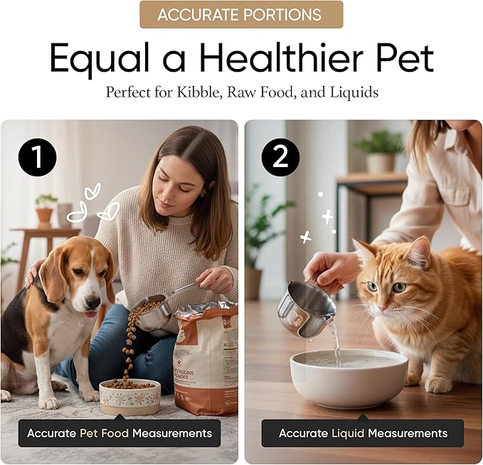 Color Up ¾ Cup Pet Food Scoop – Stainless Steel Dog Food Scoop Cup (12 Tbsp) – Heavy-Duty, Rust-Resistant Measuring Scoop for Dogs, Cats, Birds & Rabbits – Ideal for Dry Food & Treats