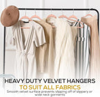 Techzoo 50 Pack New Premium Quality Velvet Hangers Ultra Thin Non Slip Adult Felt Space Saving Hangers for Closet Heavy Duty Coat Pants Jackets Dress Hangers 360° Swivel Hook Hold Upto 10lbs Rose Gold