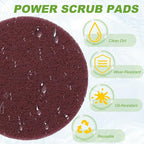 Power Scrub Pads, Scrubbing Pads 800 Grits Scouring Discs - Fitting for (Home Kitchen Cleaning - Drill Attachment - Scrubber Replacement) 6 Pcs & 5 Inch & Dark Red