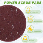 Power Scrub Pads, Scrubbing Pads 800 Grits Scouring Discs - Fitting for (Home Kitchen Cleaning - Drill Attachment - Scrubber Replacement) 16 Pcs & 4 Inch & Dark Red