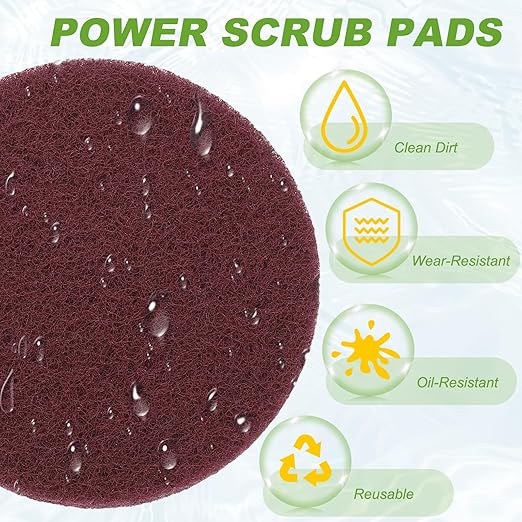Power Scrub Pads, Scrubbing Pads 800 Grits Scouring Discs - Fitting for (Home Kitchen Cleaning - Drill Attachment - Scrubber Replacement) 16 Pcs & 4 Inch & Dark Red