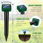 Solar Powered Mole Repellent Ultrasonic Outdoor, 8 Packs Snake Skunk Gopher Vole Rodent Deterrent, Waterproof Repeller for Yard Lawn Garden to Get Rid of Groundhog Chipmunk Raccoon