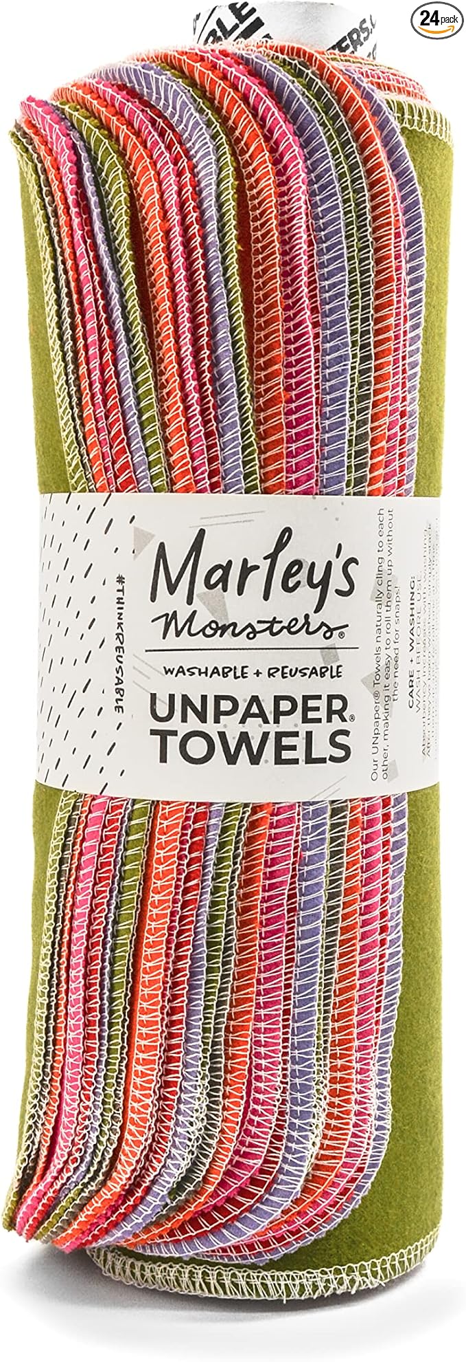 Marley's Monsters UNpaper Towels - 24 Count roll, Reusable Paper Towels, Paperless, Cotton, Tree Free (Volcano)