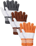 Patelai 3 Pairs Microfiber Plant Dusting Gloves Leaf Cleaning Gloves for Indoor Plants, Blinds, Furniture, House (Gray,Orange,Brown,Large)