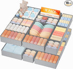 DIMJ Drawer Organizer Clothes Storage - 18 Pack Baby Dresser Organizer for Nursery, Foldable Closet Drawer Organizer Bins for Bedroom Organization, Fabric Storage Dividers for Socks, Underwears, Bras