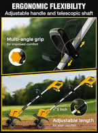 21V Cordless Tiller Cultivator, 400RPM Electric Rototiller with 48 Steel Tines, 4.0Ah Battery Powered Garden Tiller with 8-inch Width and 6-inch Depth, Tiller for Gardening and Soil - Yellow