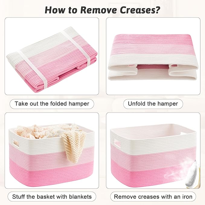 Blanket Basket,Rectangle Woven Baskets for Storage,30L Laundry Basket for Decorative Nursery Blanket,Toys,Dirty Clothes and Magazine in Shelves,Baby Room,and Living Room