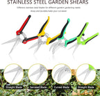5‑Piece Garden Pruning Shears Set with Gloves & Storage Bag – Stainless Steel Trimming Scissors for Flowers, Herbs & Small Branches – Ergonomic Gardening Tools Kit (Multi-color)