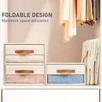 DIMJ Closet Organizers and Storage - Foldable Storage Bins with Drawers Fabric Stackable Storage Drawers with Clear Window,Fabric Clothes Organizers and Storage Drawers for Closet, 6-Pack, Beige