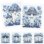 Blue Mushroom Swedish Dishcloths for Kitchen - 6PCS Mushroom Swedish Cloths for Washing Dishes, Reusable Dish Towels Gift for Home Party Cleaning, Funny Washable Cleaning Sponge Quick Drying