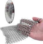 TOPULORS Cast Iron Scrubber 316 Stainless Steel Skillet Cleaner 8"x6" Chainmail Scrubber Scraper Chain Mail Link Scrub for Cast Iron Pre-Seasoned Pans, Griddles, BBQ Grills, and Pot Cookware Cleaning