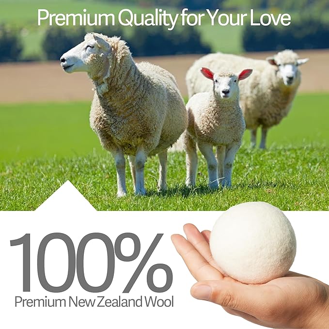 White Dryer Balls XL Laundry Balls Reusable Anti Static, 6 Pcs Lint Balls Remover for Dryer, Dryer Balls Natural Fabric Softener, Reduce Clothes Wrinkles and Saving Drying Time (White 6 Pcs)