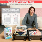 Travel Vacuum Bags with USB & TYPE C Pump,9 Pack Carry-On Size Vacuum Storage Bags for Luggage and Suitcase,Vacuum Luggage Bags,Space Saver for Clothes and Clothing Travel(Red)