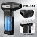 SDFM Compressed Air Duster - 180,000 RPM Snow Blower - with Brushless Motor, 3-Gear Adjustable Air Duster - for Keyboard, PC, Car, Air Bed, and Home Cleaning (X15)