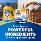 ARM & HAMMER Power Sheets Laundry Detergent Plus OxiClean Stain Fighters, 6in1, Sparkling Fresh Scent, 42 Count, 84 Medium Loads