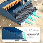37.8in Broom and Dustpan Set Foldable Hand Broom for Home & Kitchen with Rotatable Standing Storage, Buckle Type Broom with Dustpan Combo Set Outdoor Brooms Cleaning Tool Apartment Essentials (Blue)